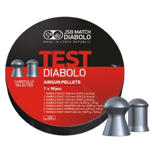 Пули JSB Test Diabolo (набор) 4,5 мм, 350 штук пули jsb hades diabolo 4 5 мм 0 67 г 500 штук