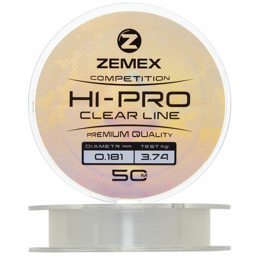 Леска монофильная для рыбалки Zemex Hi-Pro Competition Line 0,181мм 50м (clear)
