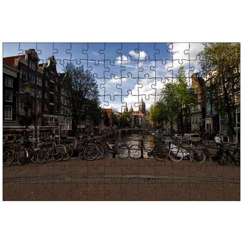 фото Магнитный пазл 27x18см."амстердам, голландия, велосипед" на холодильник lotsprints