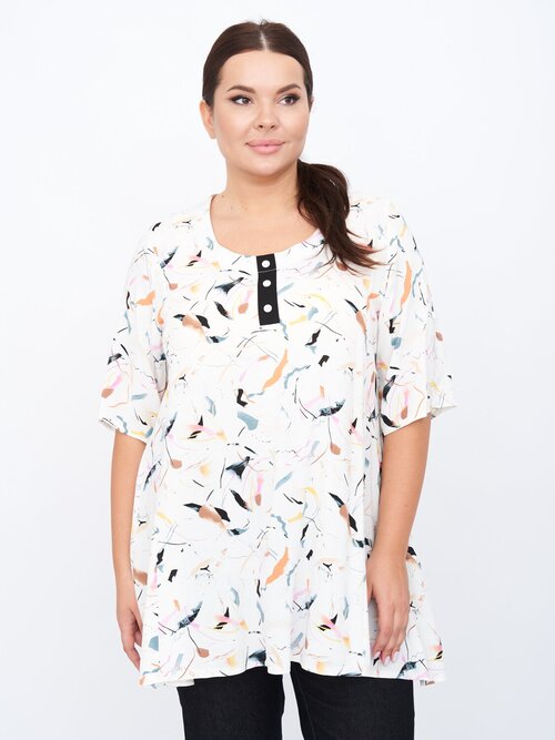 Блуза  Artessa, повседневный стиль, короткий рукав, размер 64/66, белый