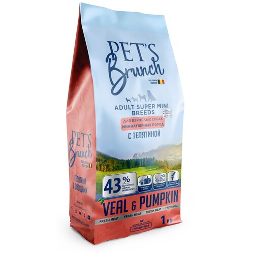 Pet's Brunch корм для собак миниатюрных пород, с телятиной 1 кг