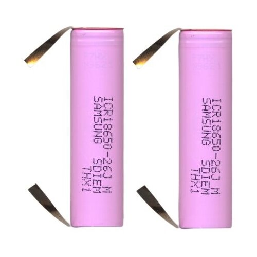 фото Аккумулятор li-ion samsung icr18650-26j 2600 mah с выводами без защиты, 2 шт.