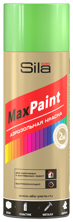 Sila HOME Max Paint, краска аэрозольная флуоресцентная, зеленый, 520мл SILF011