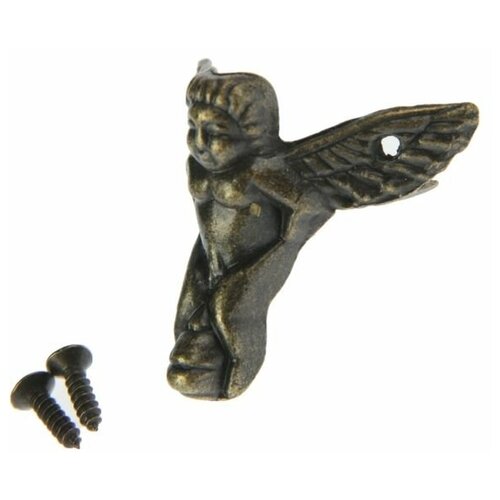 фото Уголок для шкатулки арт узор металл, "ангел", 4 шт, бронза, 2,3*2,6*1 см