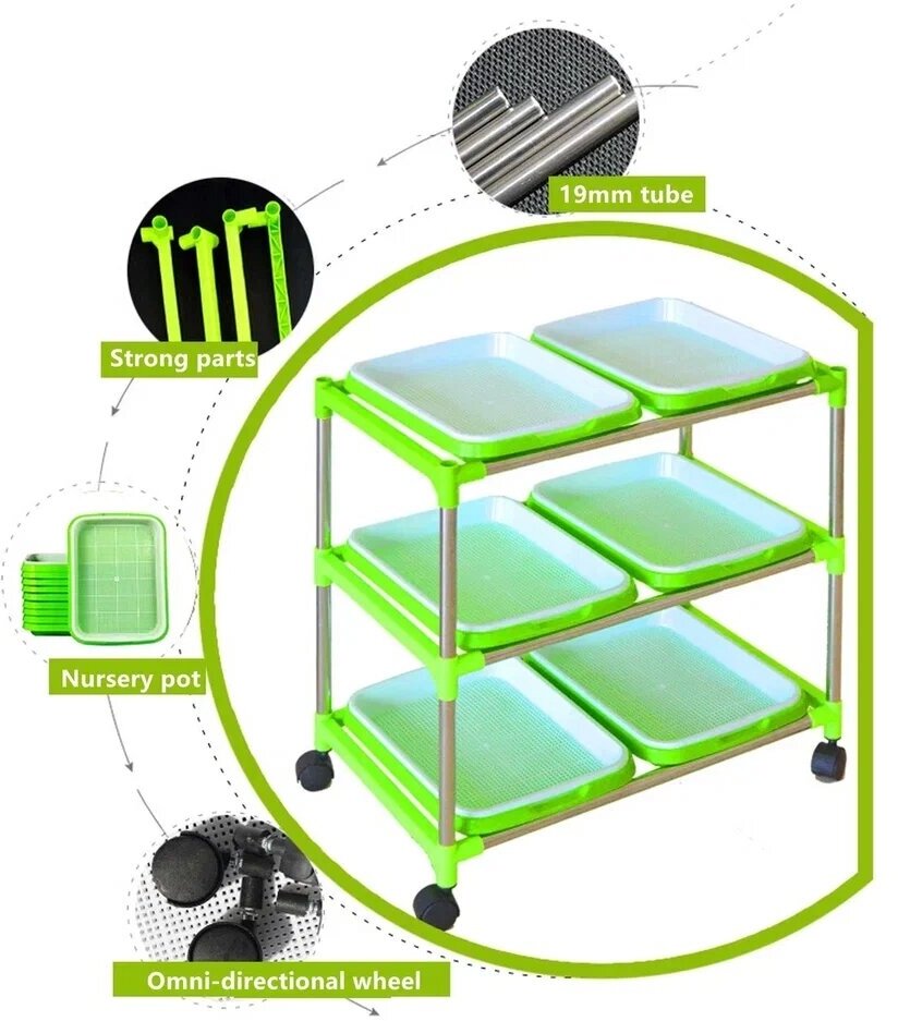 Стеллаж для микрозелени Подставка - полки для рассады маленький 4 уровня - фотография № 5