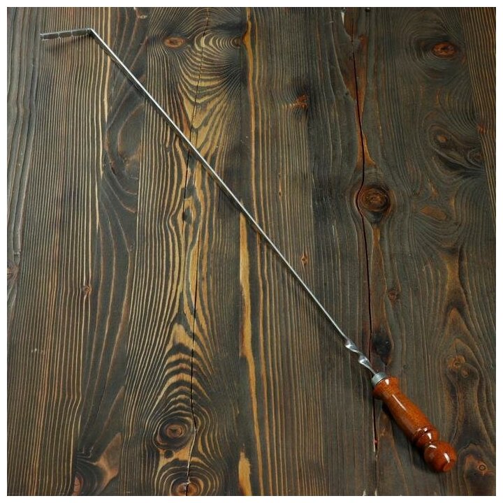 Кочерга узбекская с деревянной ручкой, с узором, 70*1 см, полная длина 92 см, сталь 3 мм - фотография № 1