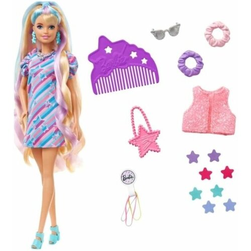 Кукла Totally Hair Звездная красотка HCM88 кукла barbie totally hair бабочки hcm87