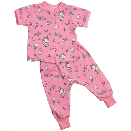 фото Комплект одежды совенок дона детский, кофта и брюки, повседневный стиль, размер 44-68, розовый