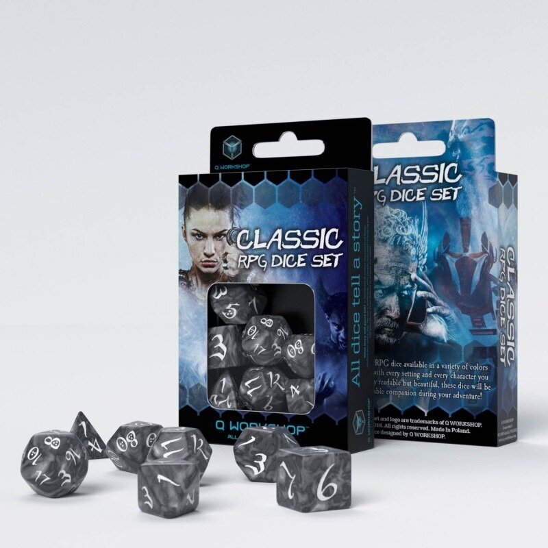 Набор кубиков для настольных ролевых игр Q-Workshop Classic RPG Smoky & white Dice Set