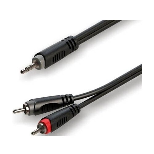 Кабель аудио 1xMini Jack - 2xRCA Roxtone RAYC150/1,5 1.5m roxtone rayc150 3 аудио кабель 3 5мм stereo jack 2 x rca m 3 м