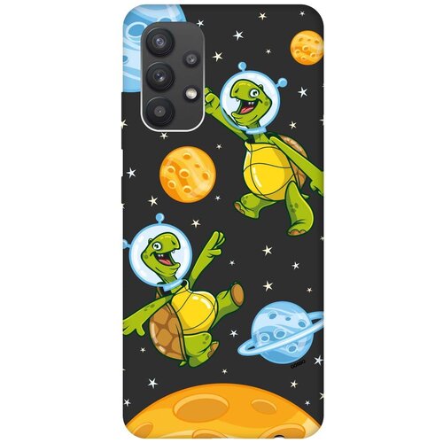 фото Силиконовая чехол-накладка silky touch для samsung galaxy a32 с принтом "cosmoturtles" черная gosso