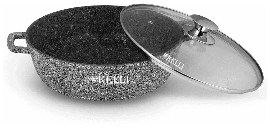 Сковорода-сотейник Kelli KL-4021-26 4,5л. с мраморным покрытием 26см