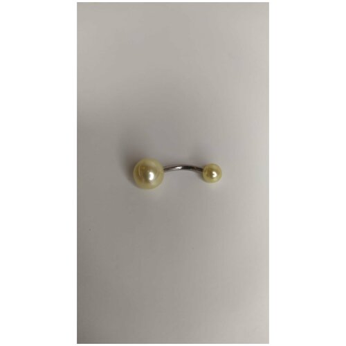 Банан для пирсинга пупка Желтый жемчуг , цвет серебро