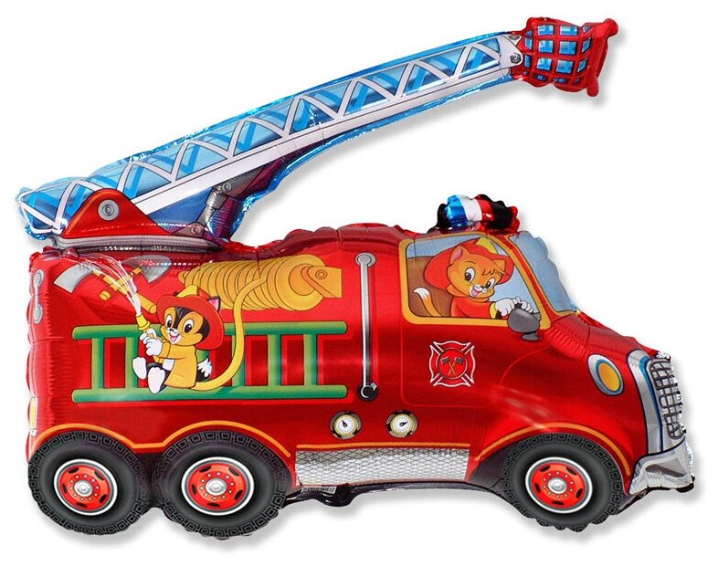 Шар (31'/79 см) Фигура, Пожарная машина, Красный, 1 шт.