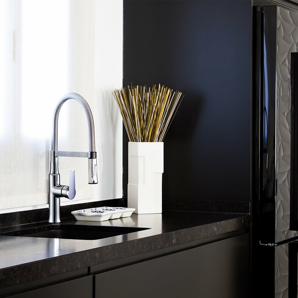 Смеситель для кухни Clever CHEF AGORA , съемный излив 2 режима, хром/мат. хром