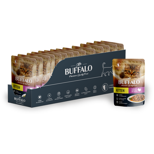 MR.BUFFALO KITTEN 85 г пауч влажный корм для котят индейка на пару в соусе