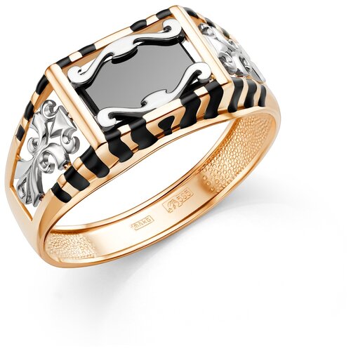 фото Золотое кольцо караваевская ювелирная фабрика 31-0299 с ониксом и эмалью diamant-online