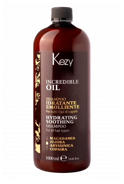 KEZY Incredible Oil Увлажняющий и разглаживающий шампунь для всех типов волос, 1000 мл
