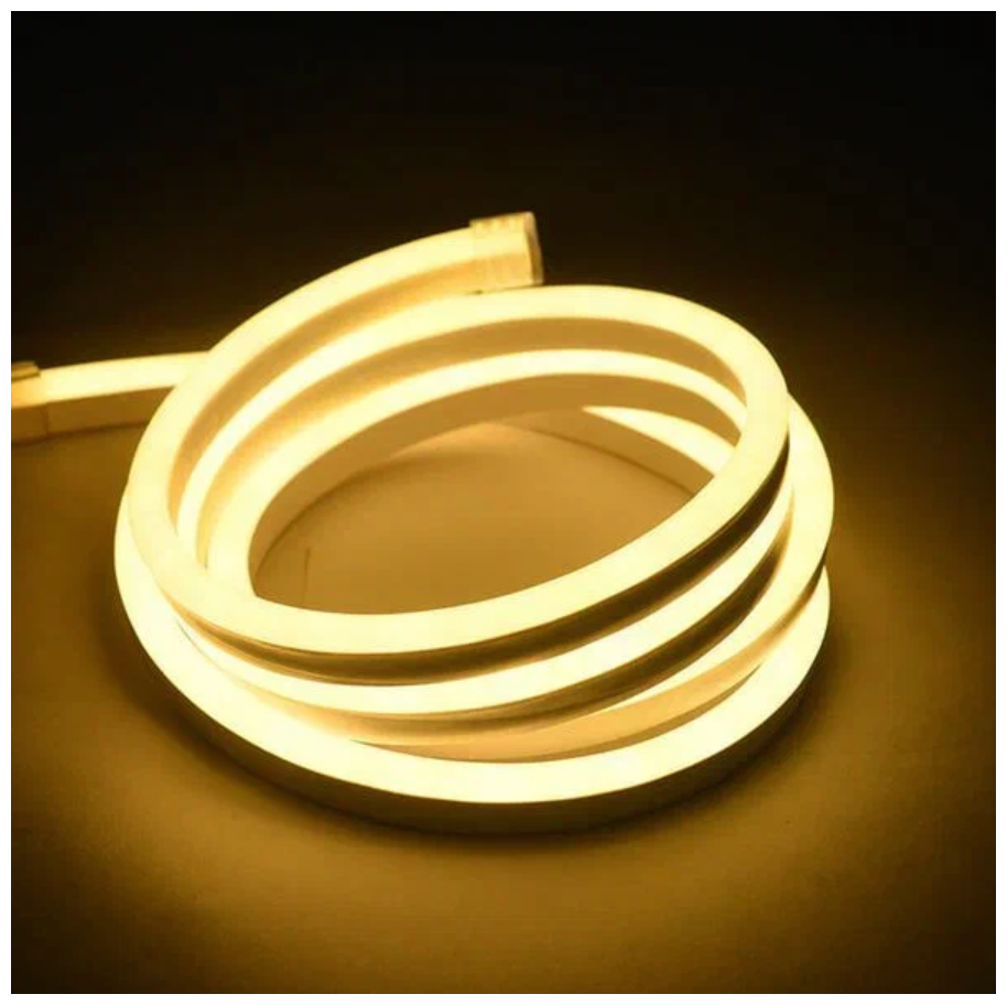 Светодиодная лента SmartElectronics 5м, 220В, IP67, 120 LED/m Гибкий неон 5 метров, неоновая RGB лента, подсветка интерьера/Теплый белый - фотография № 2