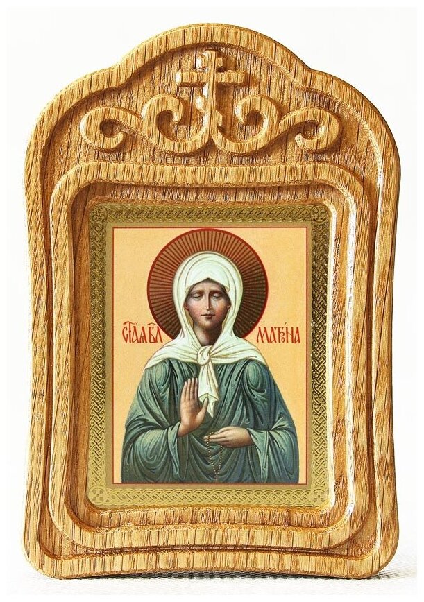 Блаженная Матрона Московская, икона в резной деревянной рамке