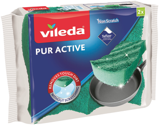 Губка для посуды Vileda Pur Active 2 шт, голубой/зеленый
