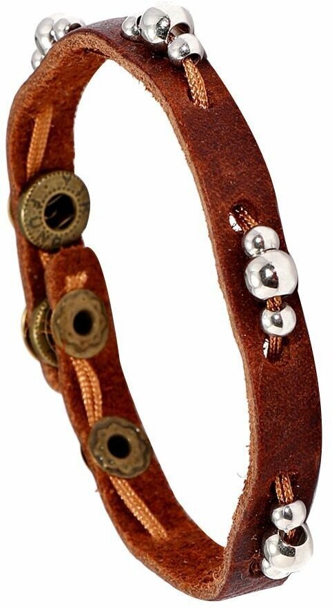 Плетеный браслет Croco Gifts кожаный, металл, 1 шт., размер 21 см, коричневый