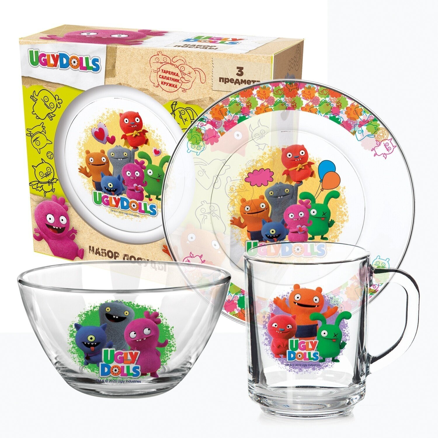 Набор детской посуды ND Play Куклы, Дизайн 2 3 предмета: кружка, салатник, тарелка, стекло (285764)