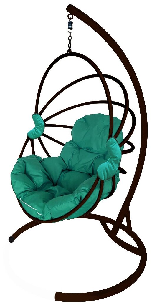 Подвесное кресло M-Group веер, разборный коричневый, зелёная подушка