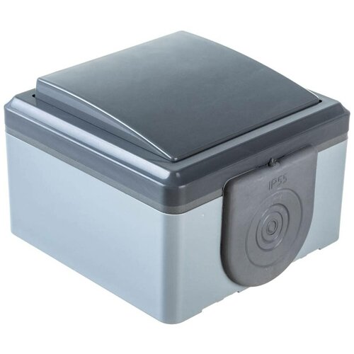 Выключатель 1 клав. (открытый, 10А, струезащ.) серый, Пралеска Аква, BYLECTRICA (IP55 пылеструезащищенный) (А110-2131(03))