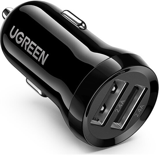 Автомобильное зарядное устройство Ugreen ED018 (50875) Dual USB Car Charger с двумя разъемами USB-A, черный