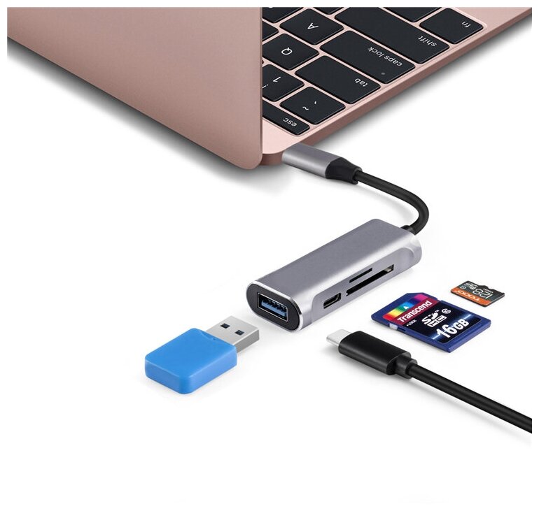 Хаб USB Type-C с кардридером USB 3.0 + Type-C + SD/microSD | ORIENT JK-329