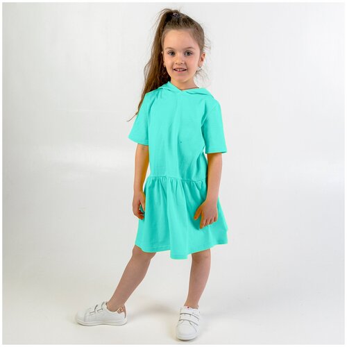 TW21-538110201 Платье детское с капюшоном, мята, раз. 116 TUOT зеленого цвета