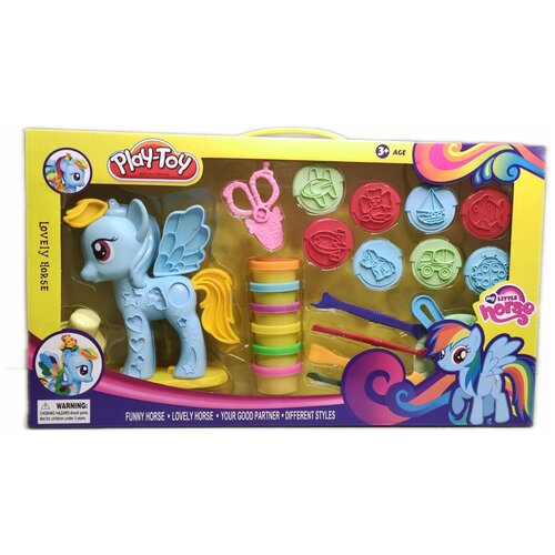 Большой Набор пластилина с Пони / Play-Toy Тесто пластилин для лепки / Набор Пони Райнбоу Дэш