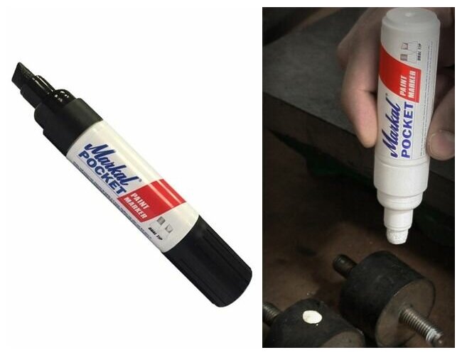 фото Маркер промышл. перманентный на основе жидк. краски MARKAL POCKET черный (Реверсивный наконечник: клин 3/10 мм, круглый 10мм. Цвет черный) (97503)