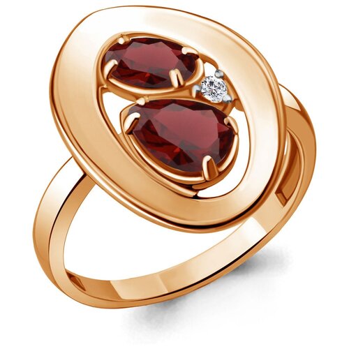 фото Кольцо из золочёного серебра aquamarine а6918303а-п с фианитом и гранатом diamant-online