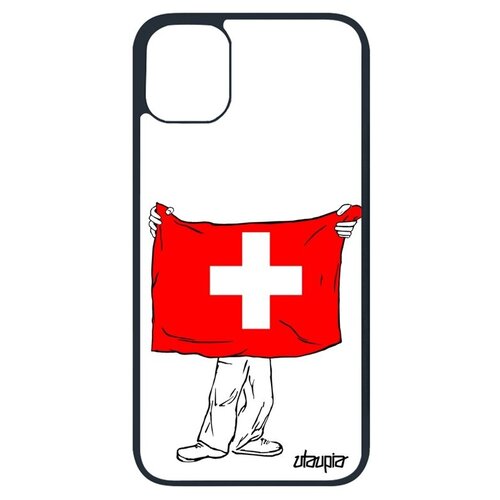 фото Противоударный чехол на // iphone 11 pro // "флаг швейцарии с руками" страна патриот, utaupia, белый
