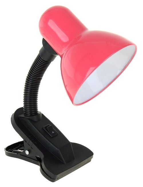 Лампа настольная Е27 с выкл. на зажиме (220В) розовая (108В)