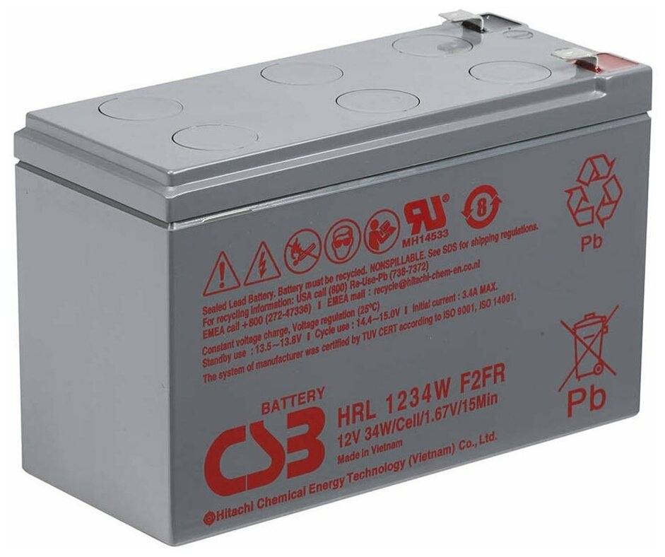 Аккумулятор для ИБП CSB HRL-1234W 12V 9Ah клеммы F2FR