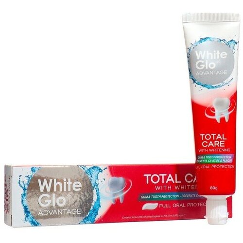 White glo Зубная паста White Glo, отбеливающая тотальная защита, 80 г