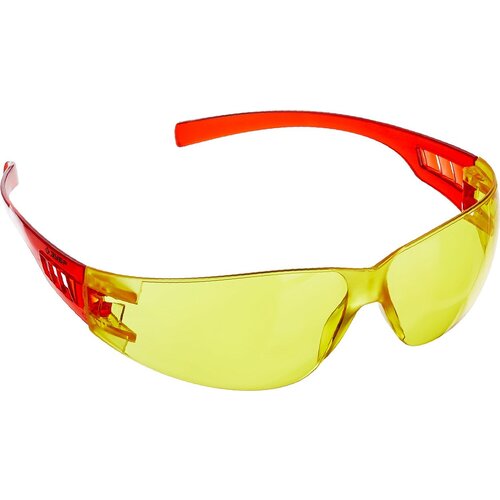 Облегчённые жёлтые защитные очки ЗУБР мастер широкая монолинза, открытого типа
