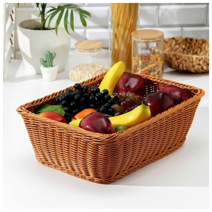 Корзина для фруктов, хлебница плетеная, фруктовница, 40×30×15 см - фотография № 5