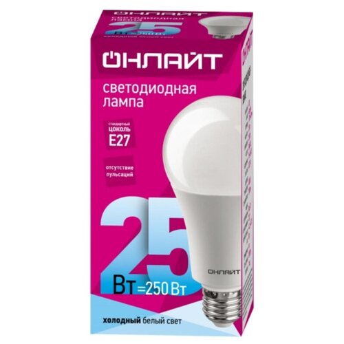 Лампа светодиодная онлайт OLL-A60-25-230-4K-E27 25Вт Е27 4000К 61954
