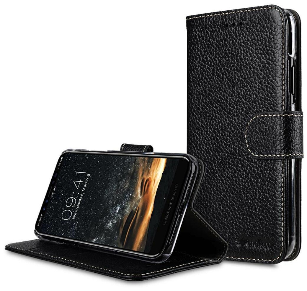 Кожаный чехол книжка Melkco Wallet Book Clear Type Stand для iPhone 12 Pro Max, черный
