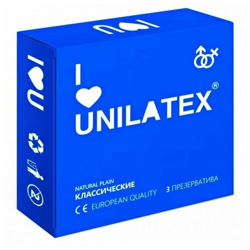 Классические презервативы Unilatex Natural Plain - 3 шт. классические презервативы unilatex natural plain 144 штуки в упаковке