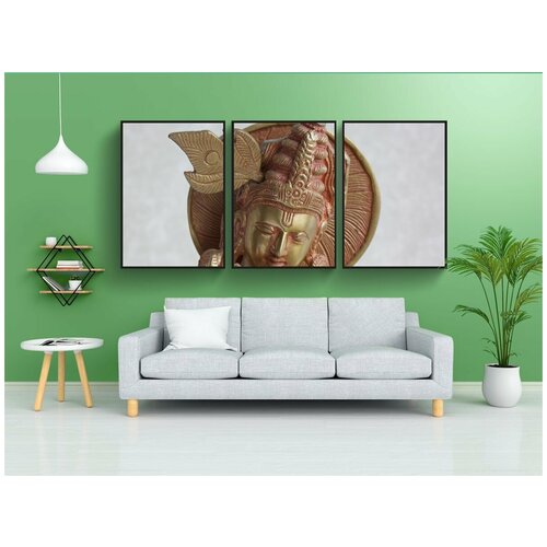 фото Набор модулных постеров для интерьера "кришна, скульптура, латунь" 60x90 см. в тубусе, без рамки lotsprints