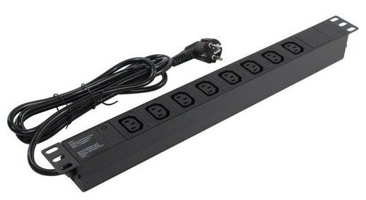 EXEGATE EX280855RUS Блок розеток ServerPro PDU-19H809 Al-8C13-EU2.5, 19",1U,алюм, 8 IEC 320 C13, евровилка, 2.5м