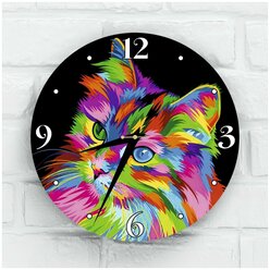 Настенные часы Радужный котик 30см