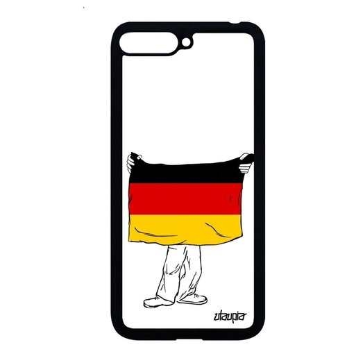 фото Противоударный чехол для мобильного // huawei y6 2018 // "флаг германии с руками" страна государственный, utaupia, белый