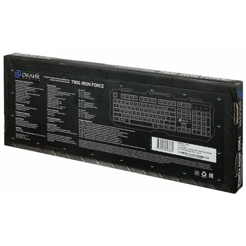 Клавиатура Оклик 790G IRON FORCE темно-серыйчерный USB Multimedia for gamer LED 158000₽