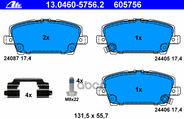 Ремкомплект Колодок Тормозных Ate арт. 13.0460-5756.2